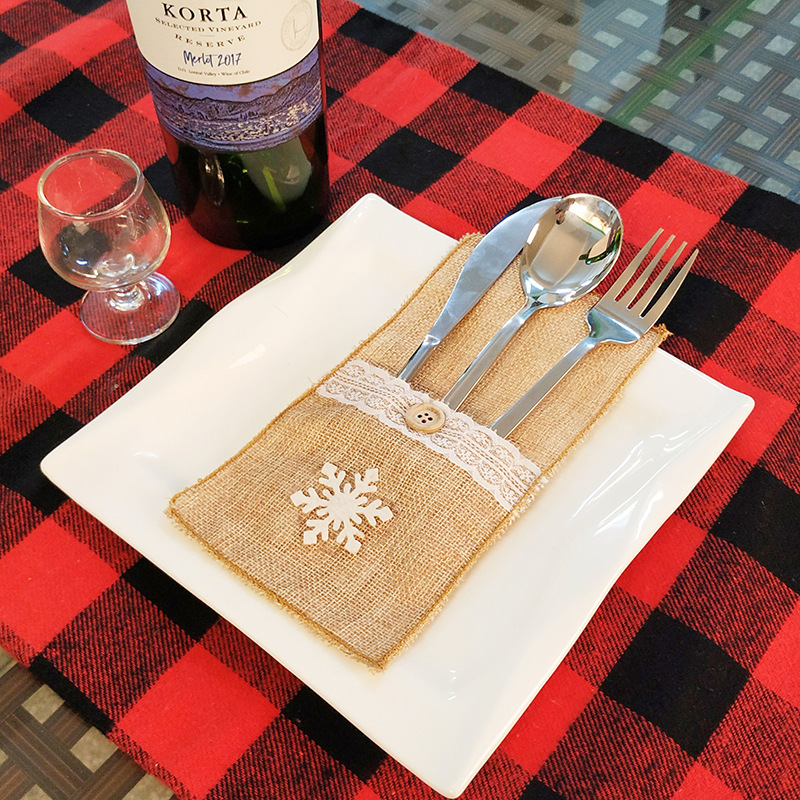 Christmas Bow Knot Snowflake Cloth Party Cutlery Bag display picture 3