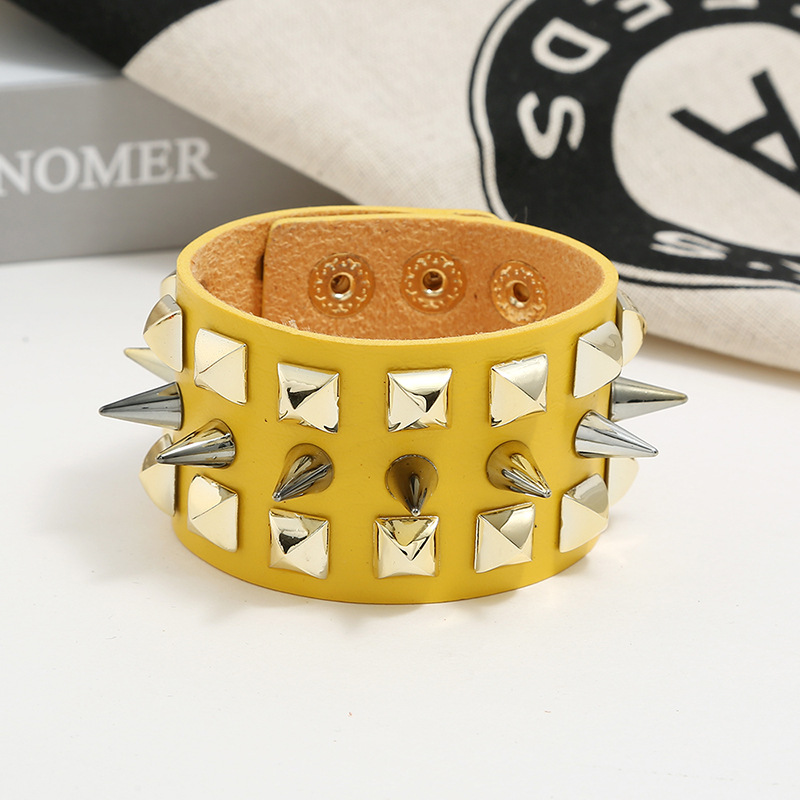 Menu0027s Faux Leather Bracelet Punk Spike Stud Bracelet Jewellery