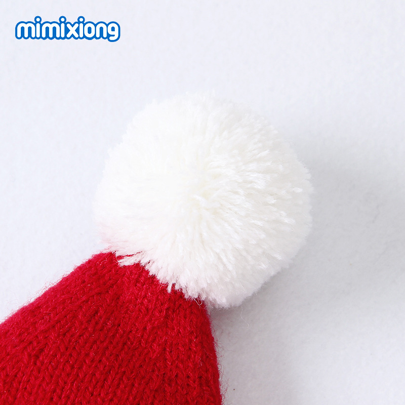 ins熱賣圣誕款男女童立體毛球針織帽