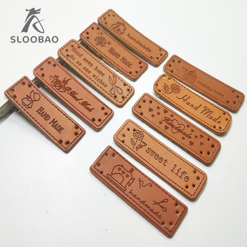 现货hand madeDIY变色皮标皮牌PU皮革压花标牌ebay速卖通货源