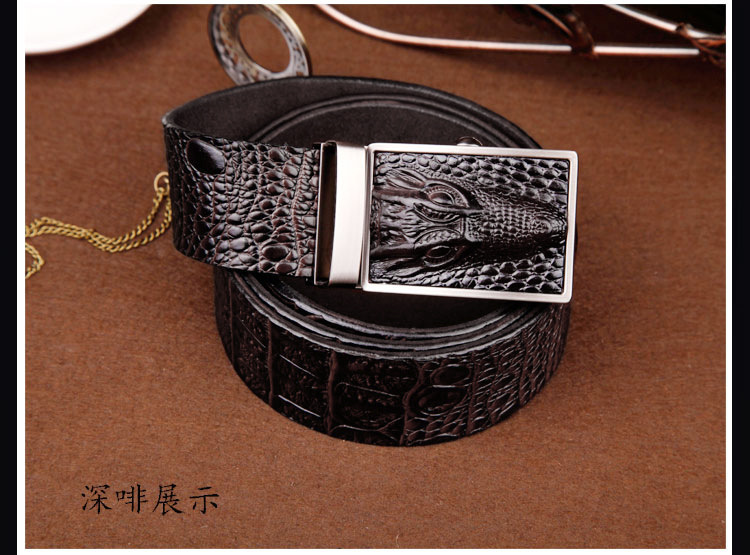 Men's Belt Automatic Sliding Buckle Belt Faucet Leather Leading Crocodile Pattern Cowhide Casual Belt display picture 12