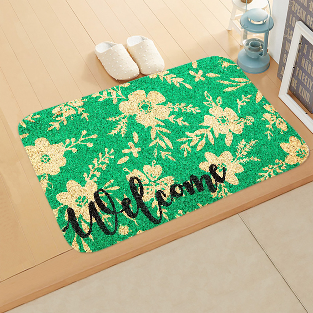 Pastoral Letter Flannel Fabric Floor Mat display picture 2