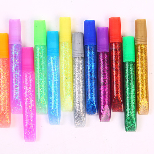 3D three-dimensional glitter glue glitter glue pen silver onion pearlescent gold powder glue clay paper art children diy color flowers