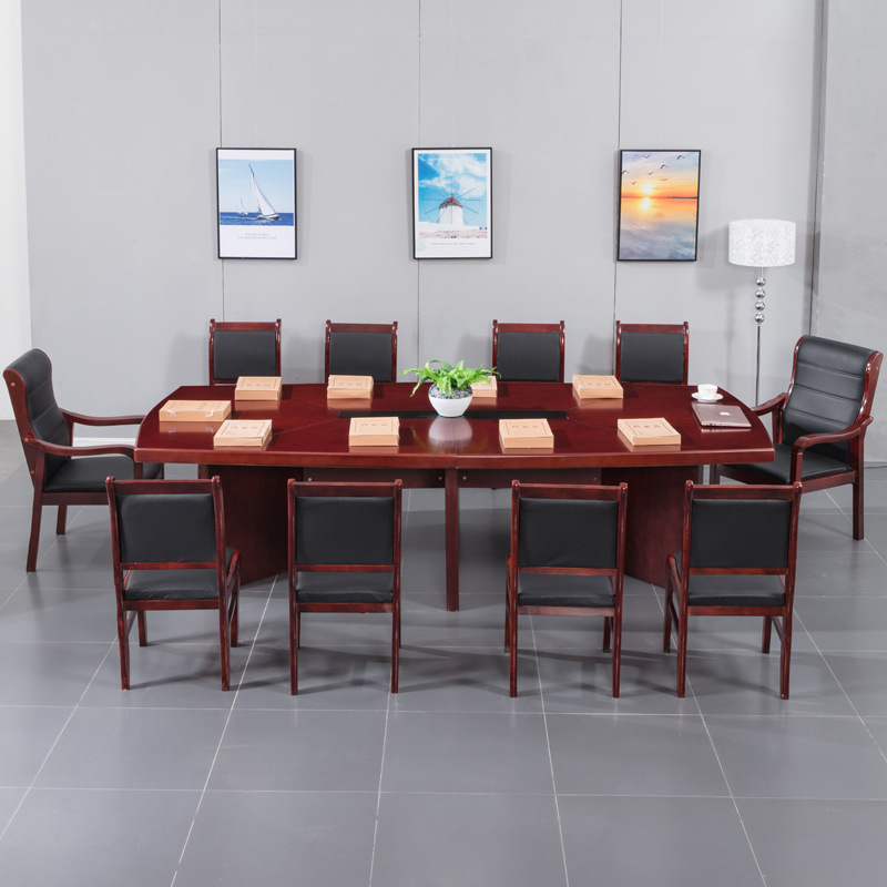 厂家直供会议桌长桌古典中式油漆商务洽谈开会桌子会议室桌椅组合