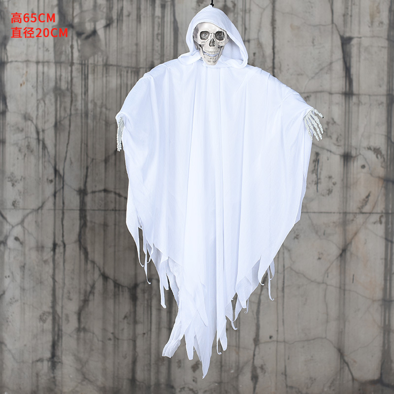 Decoración de casa embrujada de Halloween con cráneo colgante controlado por voz, para bar o KTV