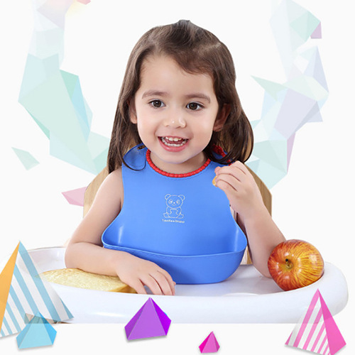 Large baby eating bibs imitation silicone children's rice pockets small children's bibs waterproof rice pockets baby saliva towel