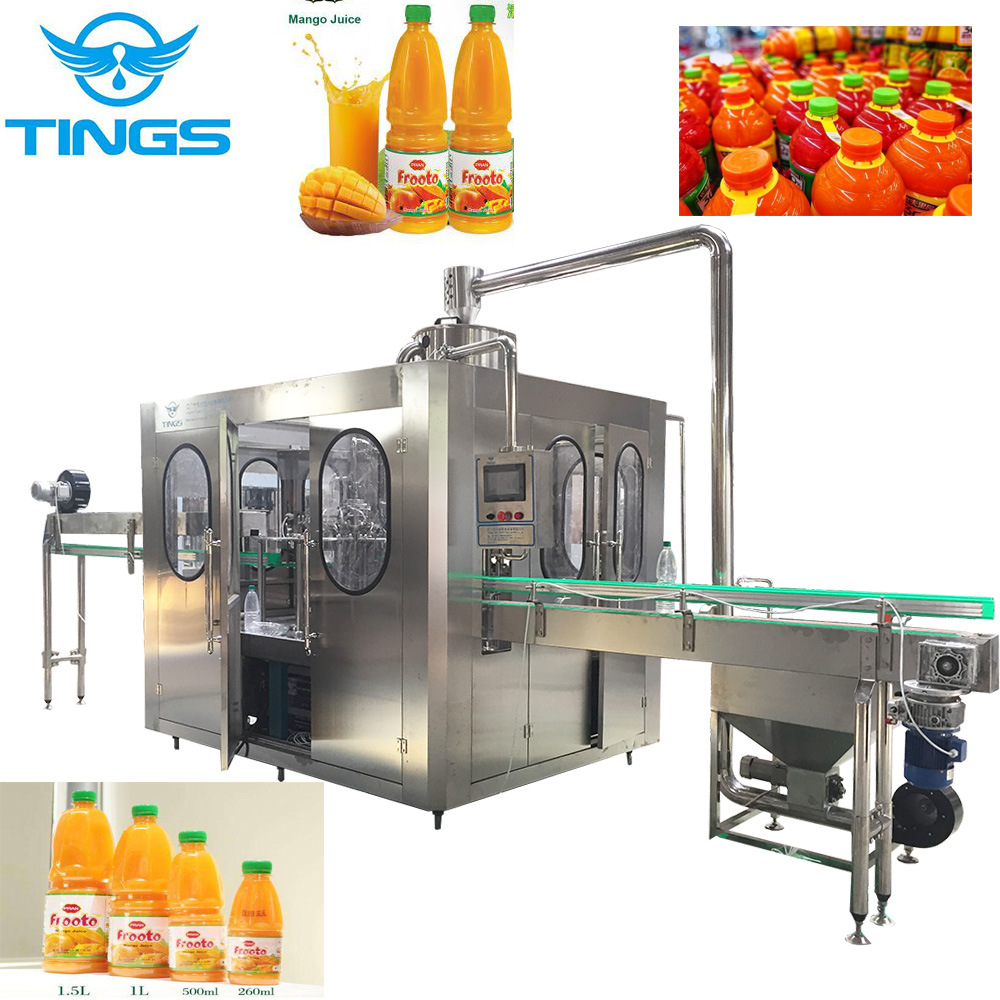 厂家直供果汁灌装机塑料瓶瓶装三合一旋转式高温果汁饮料生产设备