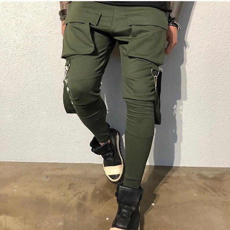 Men's Autumn and Winter Outdoor Sports Pants Trousers Cotton Tooling Large Pocket Fitness Pants Breathable Loose Girdle Pants