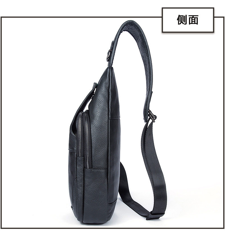 Túi đeo chéo nam da bò thật Malute kiểu đeo ngực đa năng chống nước — 20202 màu đen, Cà phê, Màu đen chi tiết 19