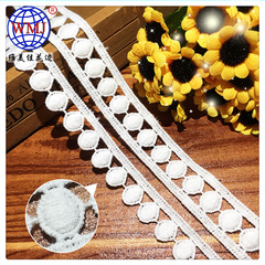 Manufacturer direct sale 2cm single side beaded cotton thread dissolvable lace edge, high quality dissolvable lace embroidery lace edge barcode