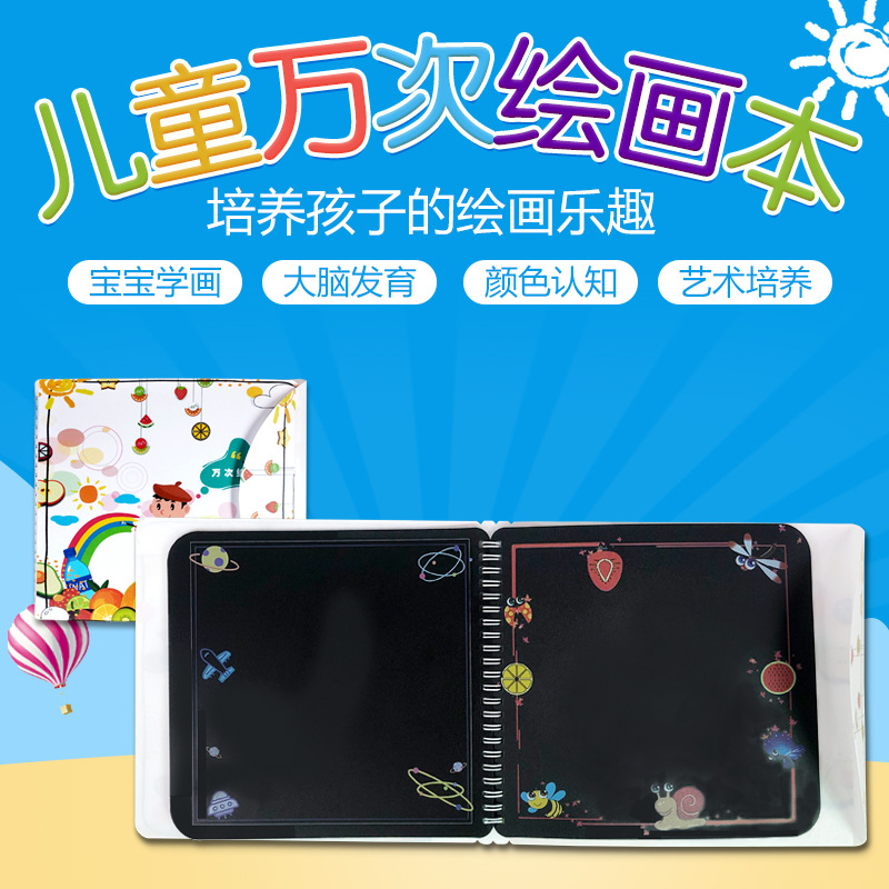 小鼠狼万次绘画本儿童便携式涂鸦书绘本画板可擦洗涂鸦本网红新版