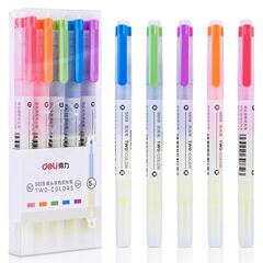 Deli S619 highlighter 5-color fluorescent marker pen for student office candy-colored double-headed color marker pen