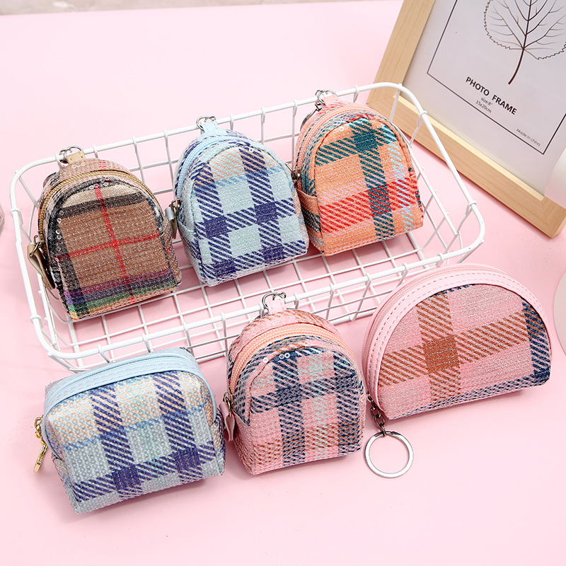 Hot-saling Fashion Ladies Clutch Sequins Plaid Shell Mini Backpack Coin Purse Wholesale display picture 7