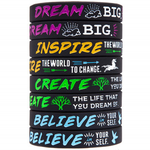 Design Dream Inspire Create Believe inspirational silicone bracelet wristband hand ring
