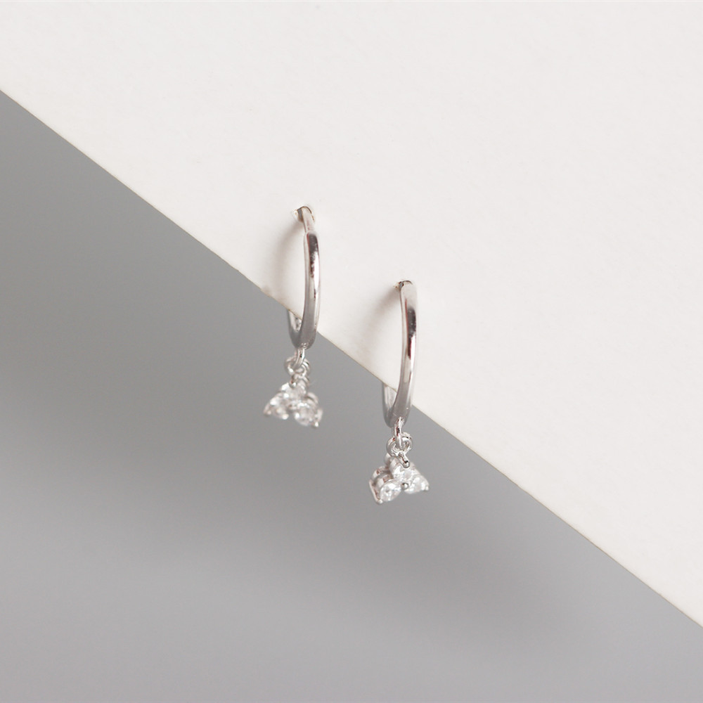 Yhe0149 S925 En Argent Sterling Boucles D'oreilles Géométriques Serties De Diamants Boucle D'oreille display picture 8