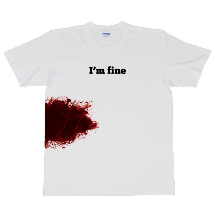 [Send on the same day] I'm Fine white adult letter T-shirt Halloween spoof injury
