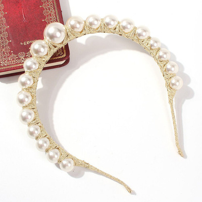韓國東大門網紅同款毛線金絲小香風珍珠發箍發卡氣質複古頭箍頭飾