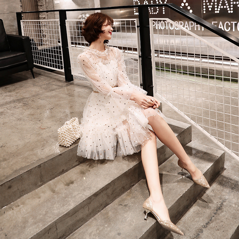 Lace Sequin Mini Dress Can Be Worn Casually, 2026 New Short Style Socialite Student Graduation Evening Dress Lace Sequin Mini Dress Can Be Worn Casually, 2026 New Short Style Socialite Student Graduation Evening Dress