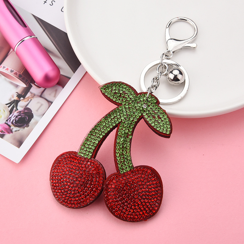 31g Weight Diamond Design Rose Red, Red, Silver, Yellow, Black Color Korean Creative Cartoon Korean Velvet Bunny Spot Drill Keychain Car Key Chain Students' School Bag Pendant Wholesale 3