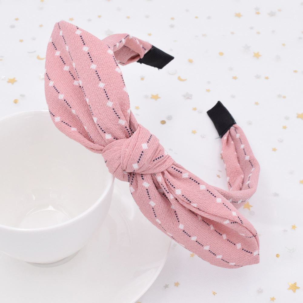 Fashion Spotted Cross  Simple Fabric Wide-sided Knotted Headband Wholesale display picture 6