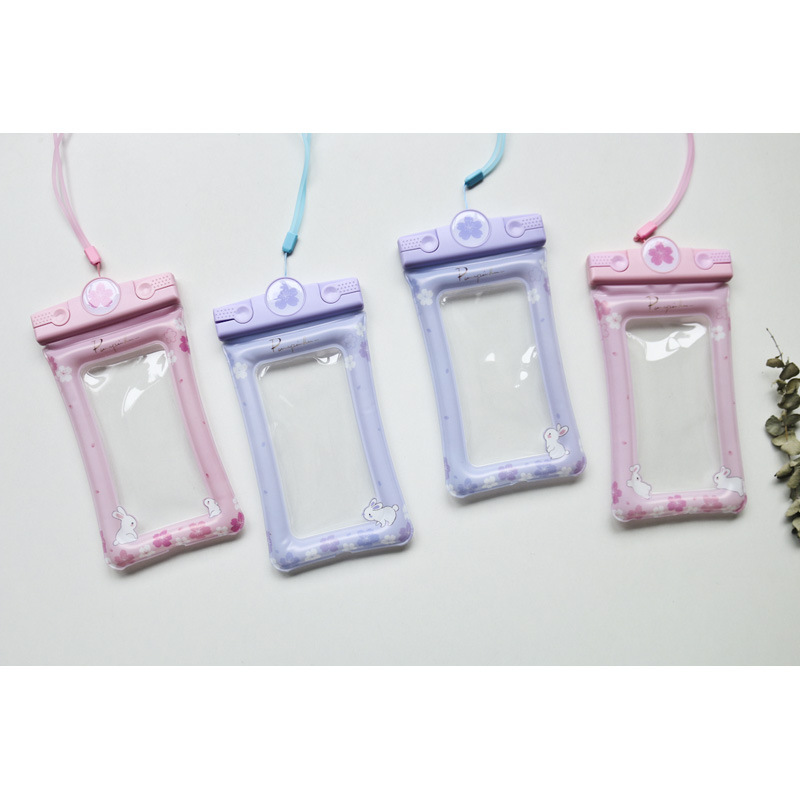 户外玩水防水套青壹坊-樱花小兔充气防水手机袋手机套|ms