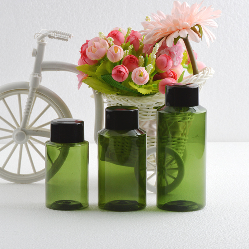 绿色斜肩瓶爽肤水乳液洗发水沐浴露分装塑料瓶