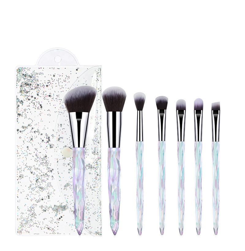 Trendy 5 Pcs 7 Pcs Transparent Acrylic Handle Pvc Bag Makeup Brush Set display picture 10