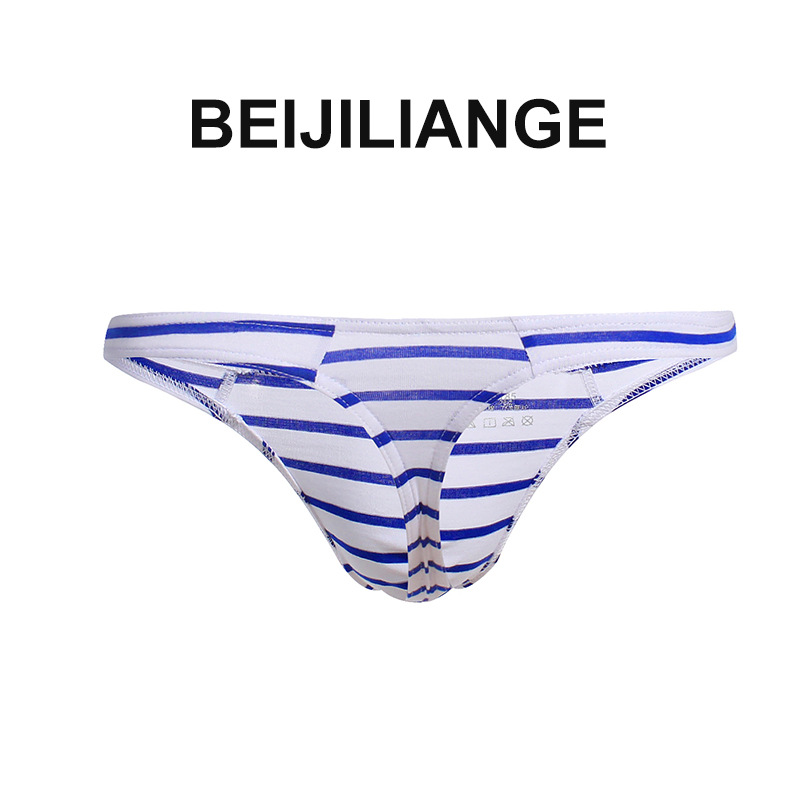 Men's Thong Sexy Fashionable Men's Underwear Striped Gay Underwear Youth Low Waist Cotton Direct Sale