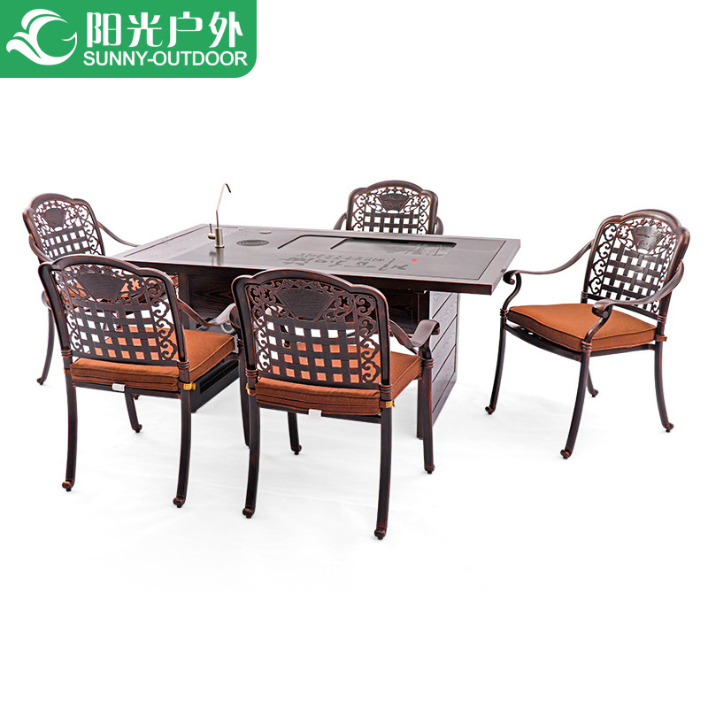 阳光户外铸铝桌椅庭院花园露天功夫茶桌椅欧式金属茶台喝茶组合