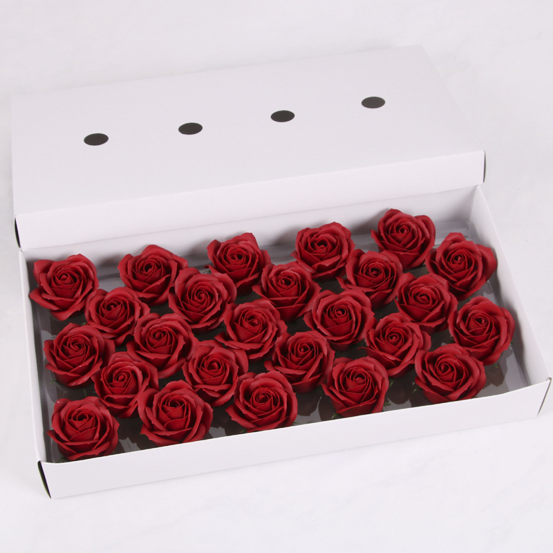 Five-Layer Rose Soap Flower Head Simulation Rose Perianth Soap Flower Gift Box Bouquet Single Factory Direct Sales Wholesale