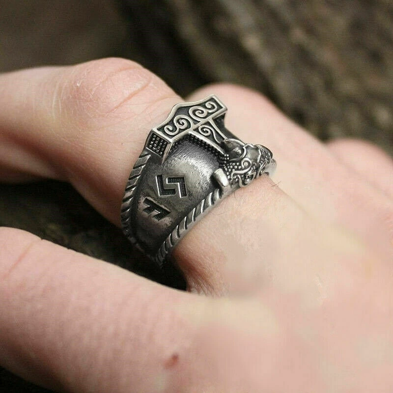 Викинг руна MJOLNIR сплав молот Тора мужское кольцо викингов прямые продажи производителя