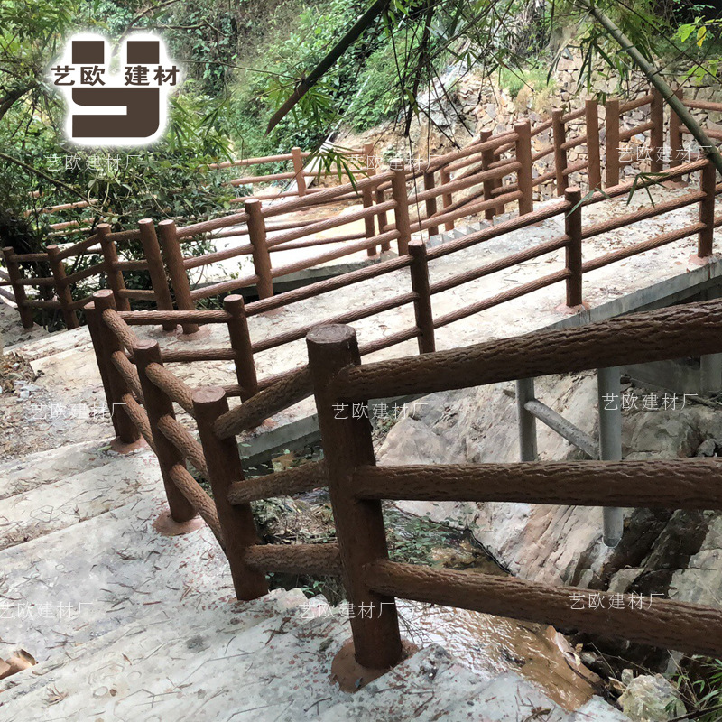 水泥仿木栅栏混凝土栏杆 水泥仿木护栏河道栏杆围栏 河道景观公园|ms