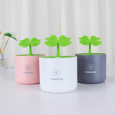 新款创意usb加湿器四叶草设计迷你雾化器懒精灵创意桌面usb加湿器