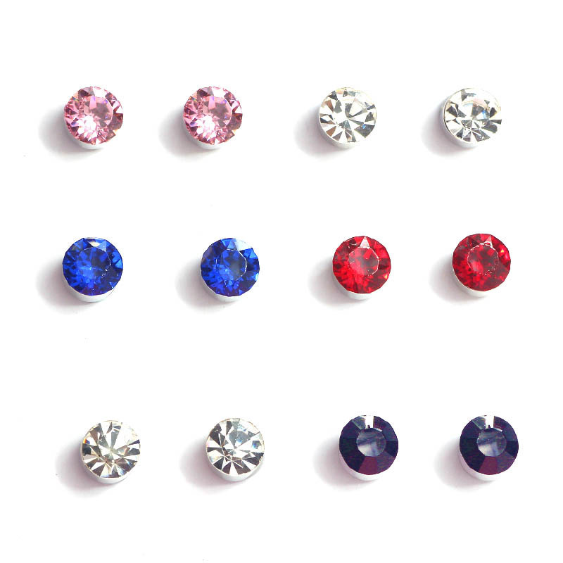 K-Style of Simple Round Rhinestone Magnets for Men and Women, No Pierced Ears, Versatile Earrings, Exquisite and Elegant Crystal
