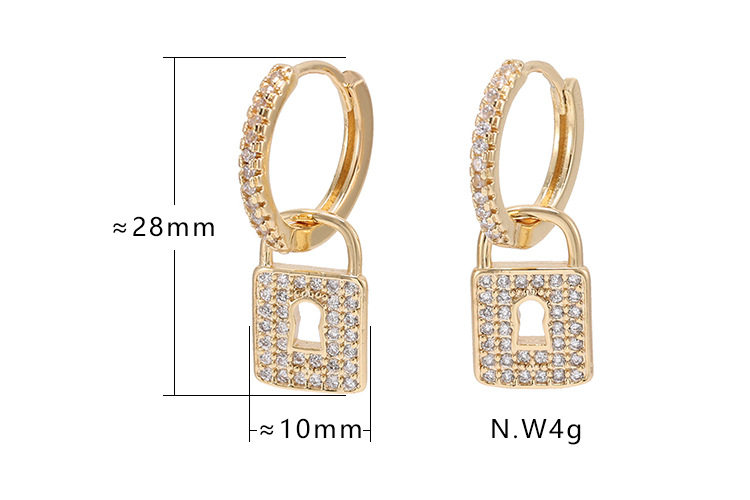 fashion popular goldplated zircon small lock earringspicture1