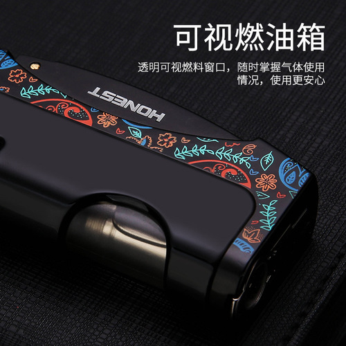 Baicheng boutique creative straight-in lighter, metal inflatable lighter with personalized cigar cutter and smoking accessories wholesale