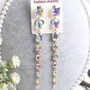 Crystal earings, extra-long earrings, fashionable chain, accessory, European style, wholesale