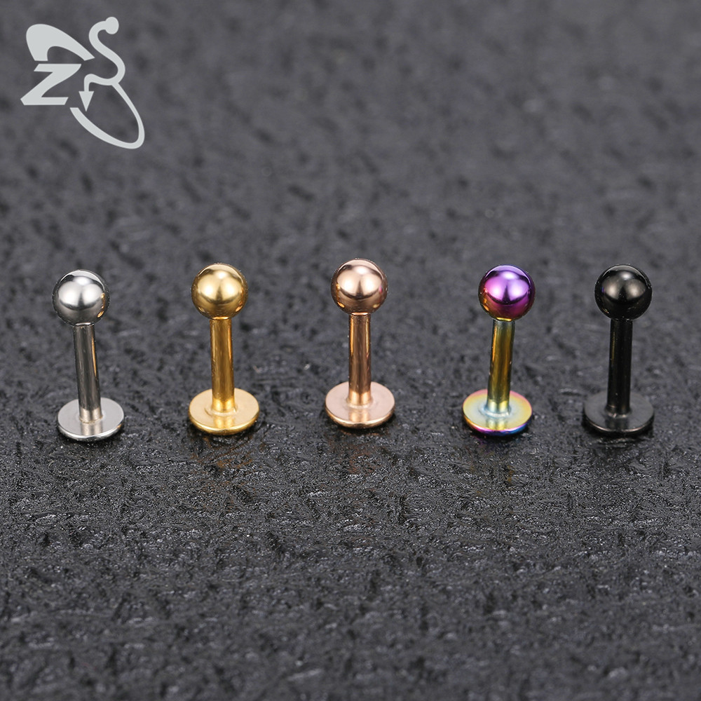 16G labret stud size and finish detail