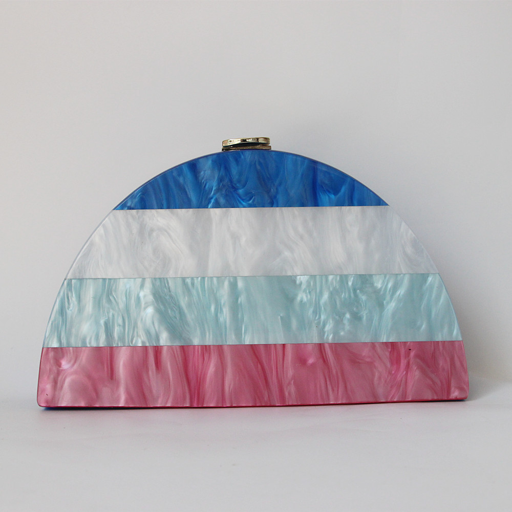 Arylic Stripe Semicircle Clutch Evening Bag display picture 1