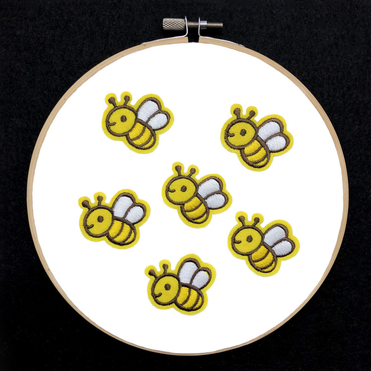 卡通黄色小蜜蜂刺绣布贴童装装饰绣花贴小号背胶补丁贴电脑绣花章