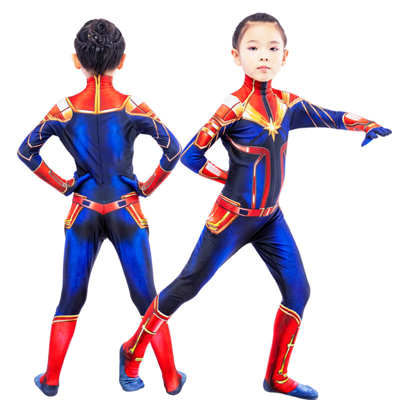 cosplay新款惊奇队长服装万圣节儿童成人复联4量子战衣连体紧身衣