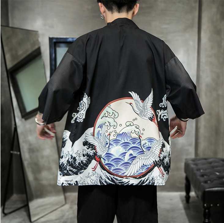 2019 verano nuevo estilo chino gabardina de los hombres retro juventud kimono cardigan tendencia capa de los hombres al por mayor
