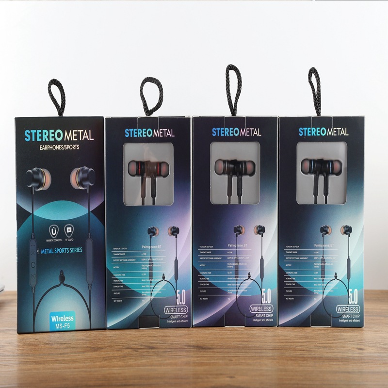 MS-F5 运动无线蓝牙耳机5.0 磁吸入耳式TF卡播放蓝牙无线耳机