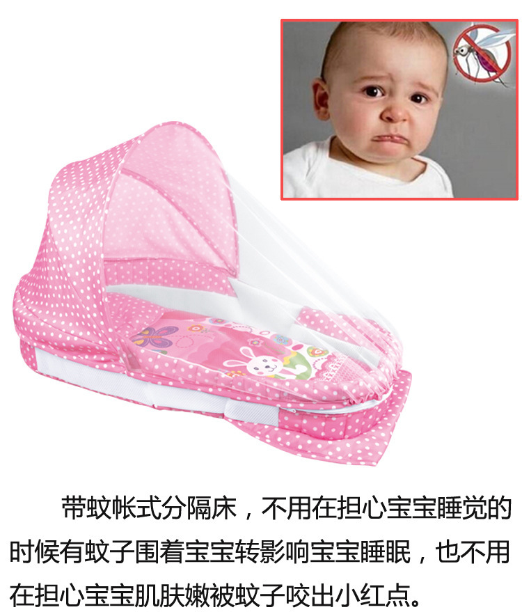 音乐灯光折叠式婴儿卡通图案床中床 简便带蚊帐全包围婴儿分隔床详情图7