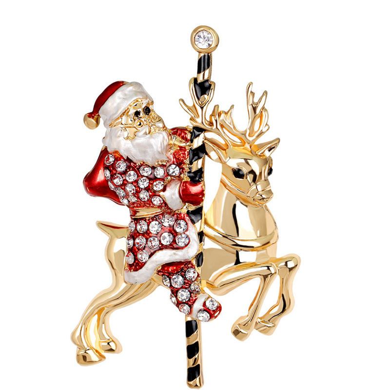 Fashion Santa Claus Star Elk Alloy Plating Rhinestones Women's Brooches display picture 3