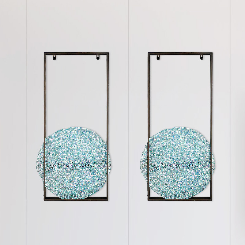 新中式圓形創意玻璃玄關擺件 中式家居裝飾樣板間玻璃牆挂擺件