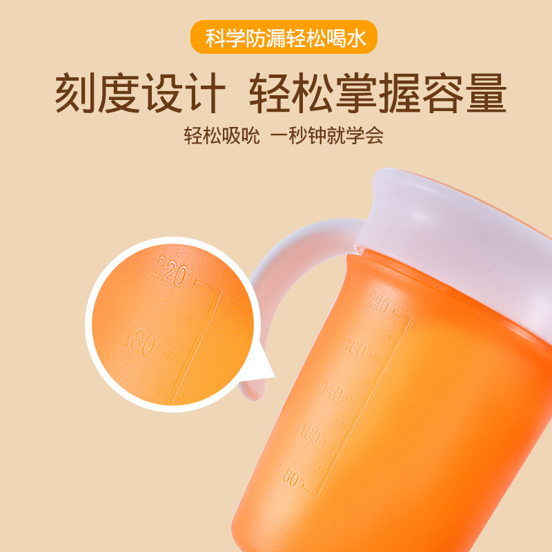 Taza de beber para niños 360 grados a prueba de fugas anti-estrangulamiento bebé bebiendo taza con mango Baby Magic Cup con tapa