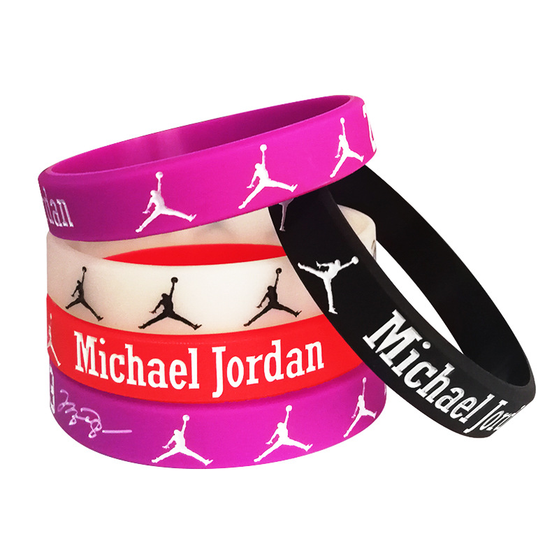 NBA籃球飛人23號MJ喬丹簽名矽膠手環夜光球迷勵志信仰運動手腕帶