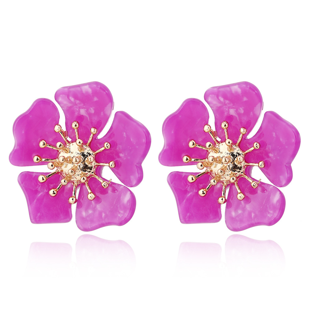 Sweet Flower Stud Earrings Women Acetate Small Fresh Petal Earrings Flower Earrings display picture 10