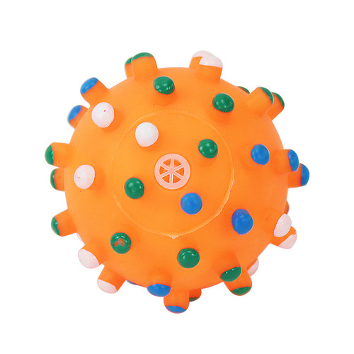 Direct Manufacturer Supply Dog Sound Making Rubber Spiky Ball Pet Toy 7CM Rubber Dog Toy Pet Supplies